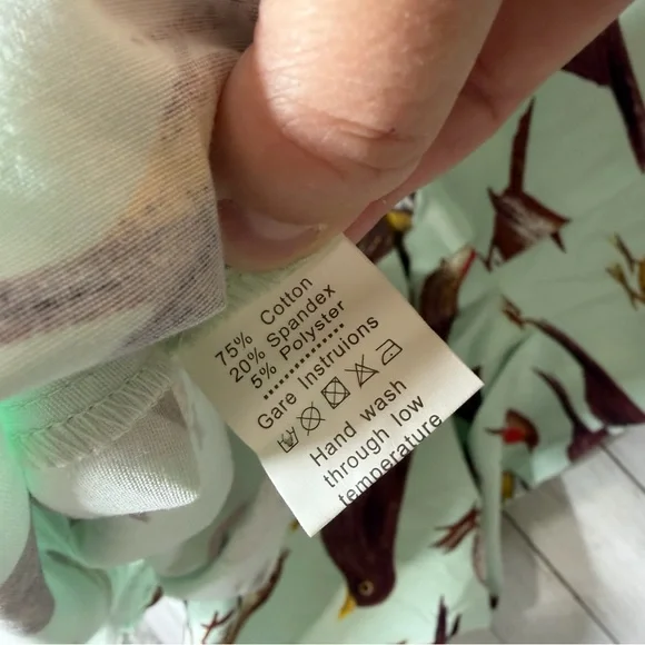 Luouse Retro Pinup Bird Print Fit And Flare Dress Mint Green Sleeveless Size Med - Picture 7 of 7